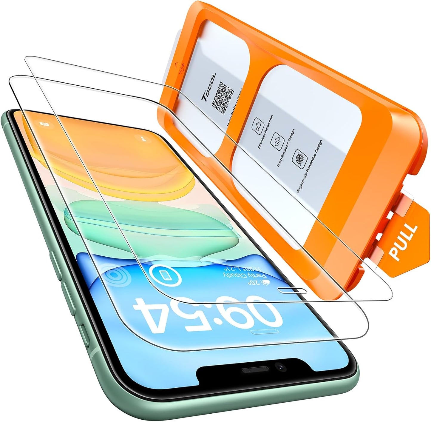 TOCOL for iPhone 11 / iPhone XR Screen Protector 9H Hardness Military Grade Shatterproof HD Tempered Glass Full Coverage Easy Installation Case Friendly 2 Pack