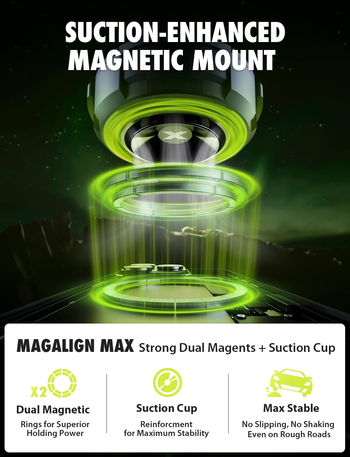 Bracketron Magnetic Car Mount for Cell Phone, MagAlign Max Car Vent Phone Mount【Strongest Magnetic+ Suction】, Vent Phone Mount for Car for iPhone 16 Pro Max 15 14 13 12 - MagSafe Car Accessories