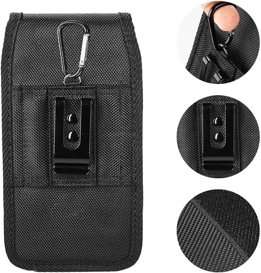 Cell Phone Pouch Nylon Holster Case with Belt Clip Cover for Samsung Galaxy S24 Ultra / S24 Plus/ S23 Ultra / A14 5G / A15 5G/A35/A55 5G/iPhone 15 14 13 12 Pro Max Case Metal Belt Clip