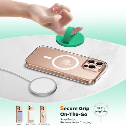 Magnetic Phone Ring Grip Holder, Silicone Finger Loop Grip, Compatible with MasSafe, Back of Phone for iPhone Pro Max/Plus/16/15/15/14/13/12 Series, Emerald Green