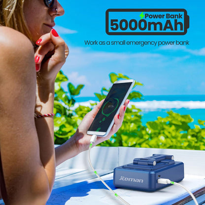 JTEMAN Cell Phone Stand with Bluetooth Speaker and Charging Function,Bluetooth Audio Power Bank Bracket,Birthday Gifts for Men Women,Kitchen Gadgets for Most Phones and Tablets-Blue