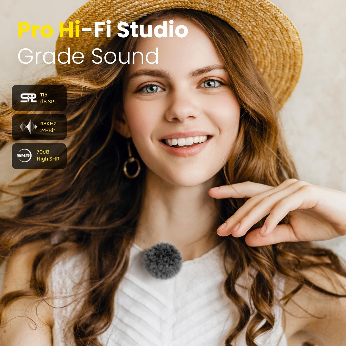 Wireless Lavalier Microphone for Type-C iPhone 15-16 iPad Andriod Series with Charging Case, AI Noise Cancellation Reverberation Lapel Mic for Video Recording YouTube Interview Live Streaming