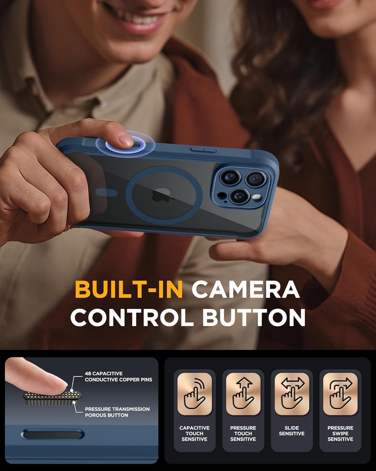 Miracase for iPhone 16 Pro Max Case 6.9'', [Bubble Free] Full-Body Bumper Phone case with Built-in Full Glass Screen &Lens Protector,Compatible with MagSafe,Drop Proof 16 Pro Max Cover,Blue