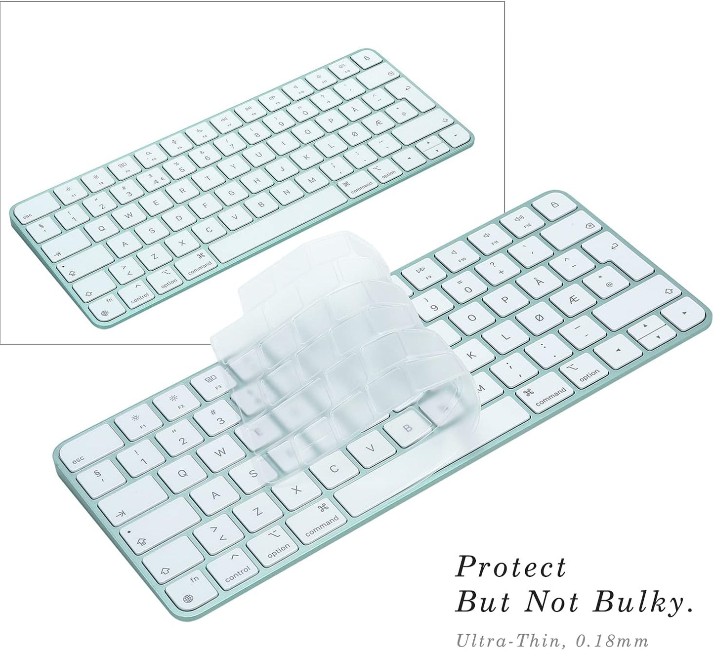 Keyboard Cover for New M4 iMac Magic Keyboard(Europe Layout, 7 Shape Enter Key) Model A3118/A2449, Touch ID Version w/o Numeric Key - Ultra Thin, Protective and Clear Protector Skin
