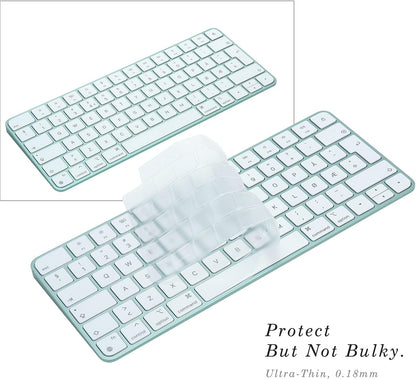 Keyboard Cover for New M4 iMac Magic Keyboard(Europe Layout, 7 Shape Enter Key) Model A3118/A2449, Touch ID Version w/o Numeric Key - Ultra Thin, Protective and Clear Protector Skin