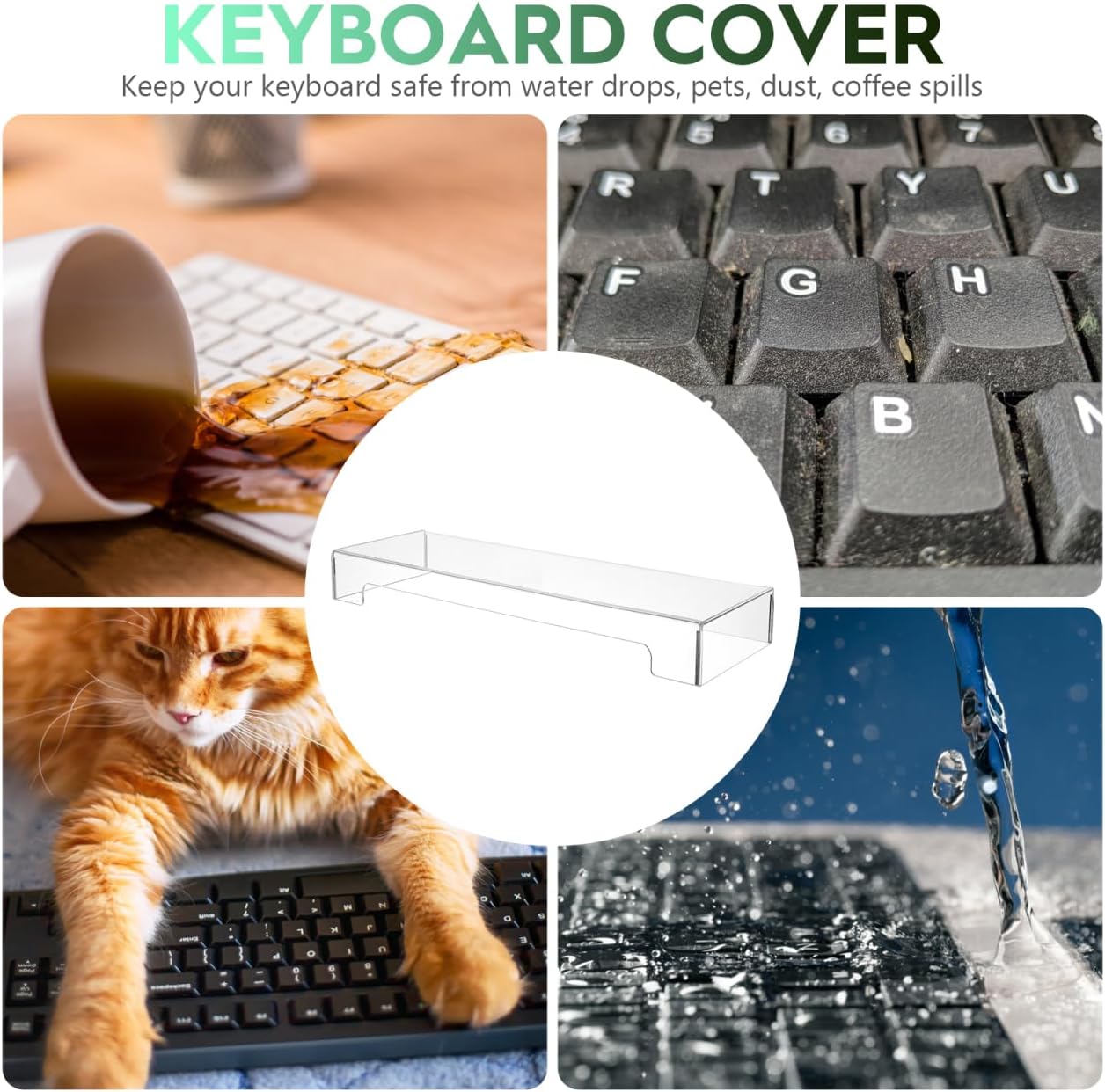 Cabilock Keyboard Dust Cover Desktop Monitor Plate Holder Clear Keyboard Stand Laptop Office Accessories Lapdesk Mouse Mechanical Protective Case Waterproof Case Kitten Acrylic