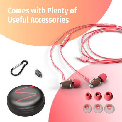 Symphonized Premium Wooden iPhone Earphones Wired (USB C) Deep Bass Sound, 3D Sound, Microphone Volume Control, 90% Noise Cancelling for Type C Devices. Earphones for iPhone 15 to 16 & Android