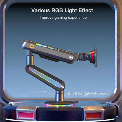 RGB Gaming Monitor-arm for Flat/Ultrawide/Curved Monitors 32 to 60 inch, Heavy Duty Stand Load up to 20 kg, VESA 75/100 mm Monitor-Mount F6-G