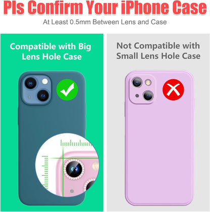 AGVEE 3+3 6 Pack Camera Lens Protector Compatible with iPhone 15/15 Plus, Bling Diamond & Glitter Metal Ring 9H Tempered HD Glass Camera Protector Cover Film, Bling-Pink