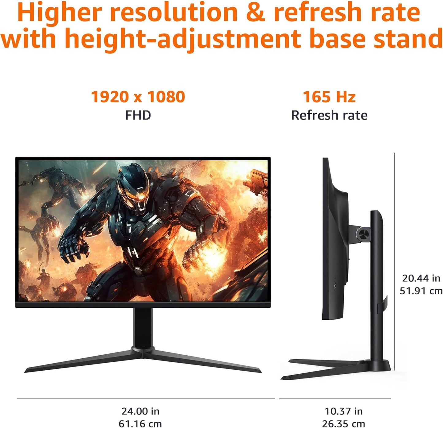 Amazon Basics 27 inch Gaming Monitor, FHD 1080P, 165Hz, VESA Compatible, Adaptive sync, 1ms Response, Black