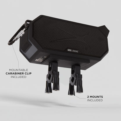 Altec Lansing Portable Bluetooth Speaker HYDRABOOM 2.0, 32W Output Power, 16Hr Playtime, Party Sync, Qi Wireless Charging, Everything-Proof, Voice Assistant Compatible - Black