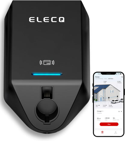 Level 2 EV Charger with Smart Charging - Solar Mode & Active Load Management, OCPP Compatible Electric Car Charger, Wi-Fi Enabled for Full Control, 50A Fast EVSE with Hardwired and J1772