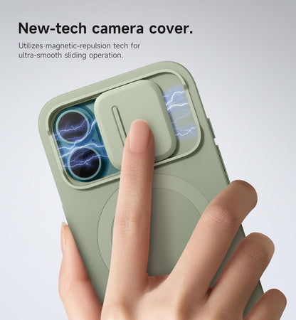 SURITCH for iPhone 16 Case with Magnetic Camera Slide Cover and Adjustable Kickstand, Compatible with MagSafe, Shockproof Bumper Case Slim Protective Cover 6.1 Inch, Green