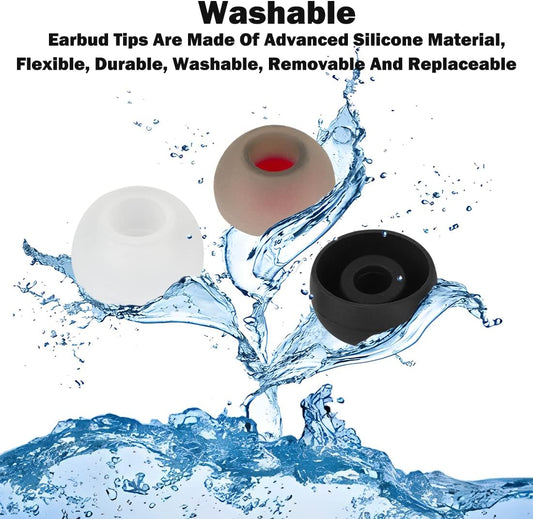 Earbud Tips Replacement - Silicone Compatible with Powerbeats 2/3 & LG Samsung Earbuds - Black, White, Red - 9 Pairs
