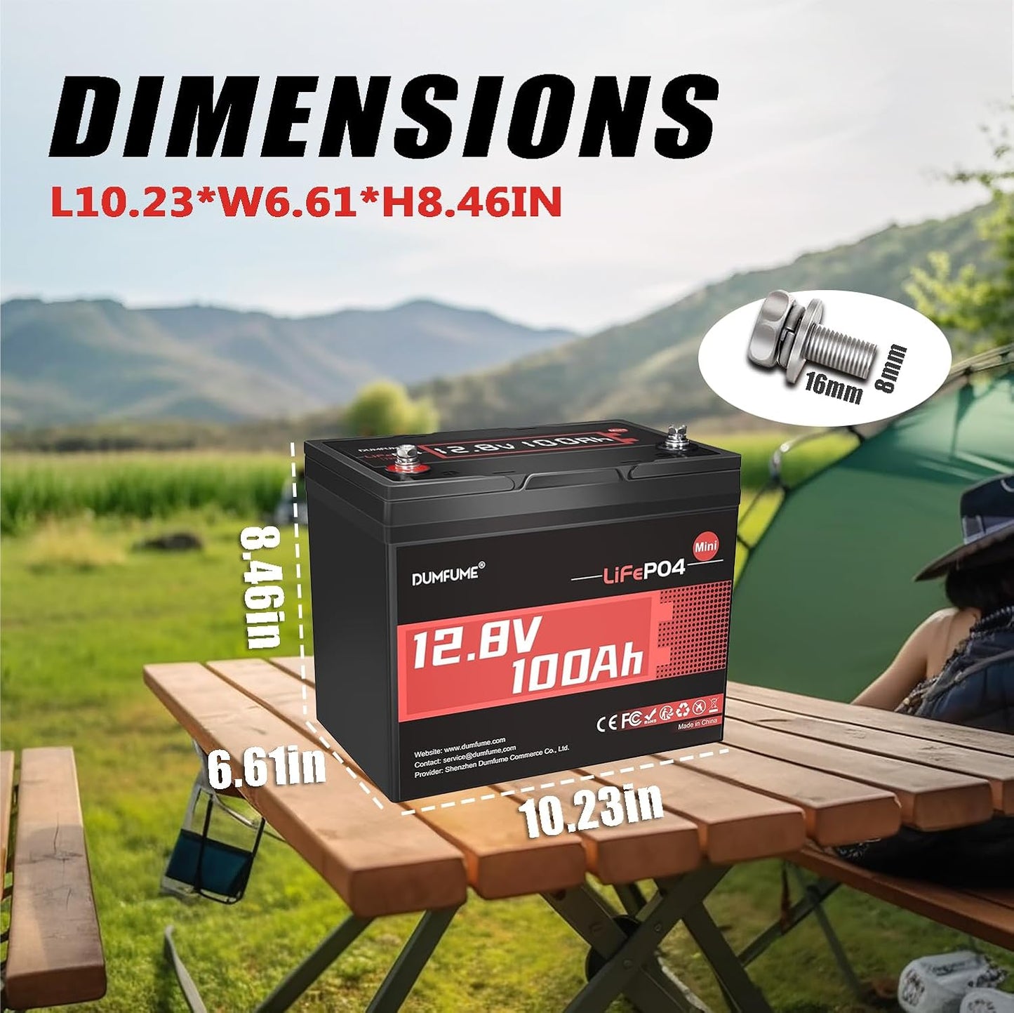 2 Pack 12V 100Ah Mini LiFePO4 Battery, Built-in 100A BMS,1280Wh Deep Cycle Rechargeable Lithium Battery 6000+ Cycles 10-Year Lifespan for RV, Solar, Marine and Home Energy Storage