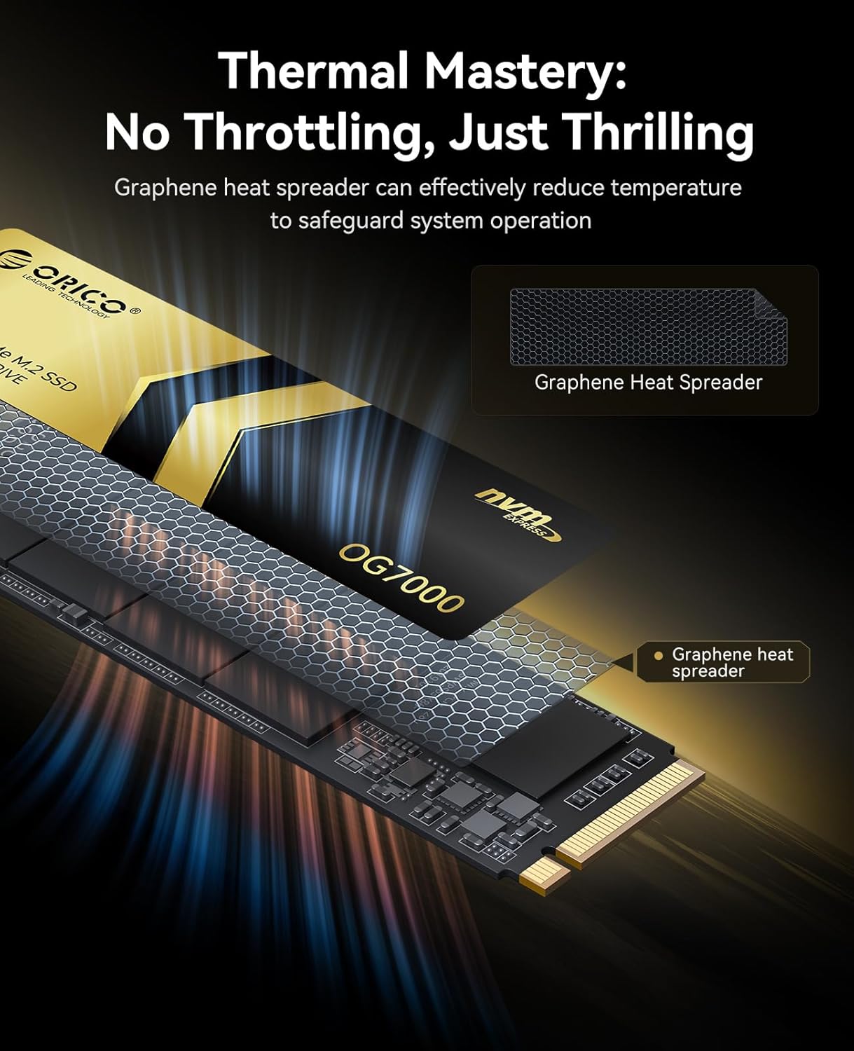 ORICO OG7000 2TB PCIe Gen4 NVMe SSD, Up to 7400MB/s, 8-Channel Controller, Graphene Thermal Solution, Ideal for 4K Video Editing, 3D Rendering, Content Creation, Compatible with PS5 and PC