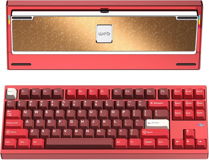 KEEBMONKEY WOBKEY Crush 80 Reboot CNC Aluminum 5-Second Quick-Release Triple-Mode Connectivity Mechanical Keyboard with Superior Acoustics (Pro Red)