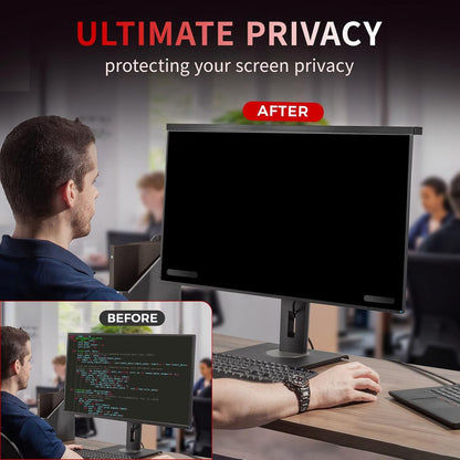 Magnetic 24 Inch Computer Privacy Screen Filter, Aluminum Alloy Hanging Privacy Screen for Computer Monitor for 16:9 Monitor Removable Anti Blue Light Eye Protection