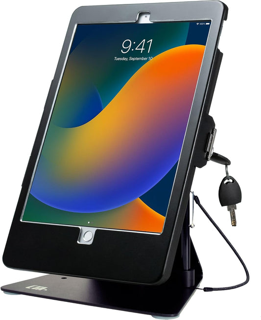 Desktop Anti-Theft Stand – CTA Kiosk Stand with Stylus, Tether, and Aluminum Enclosure for iPad 7th/ 8th/ 9th Gen 10.2,” iPad Air 3, & iPad Pro 10.7” and More (PAD-DASB) - Black