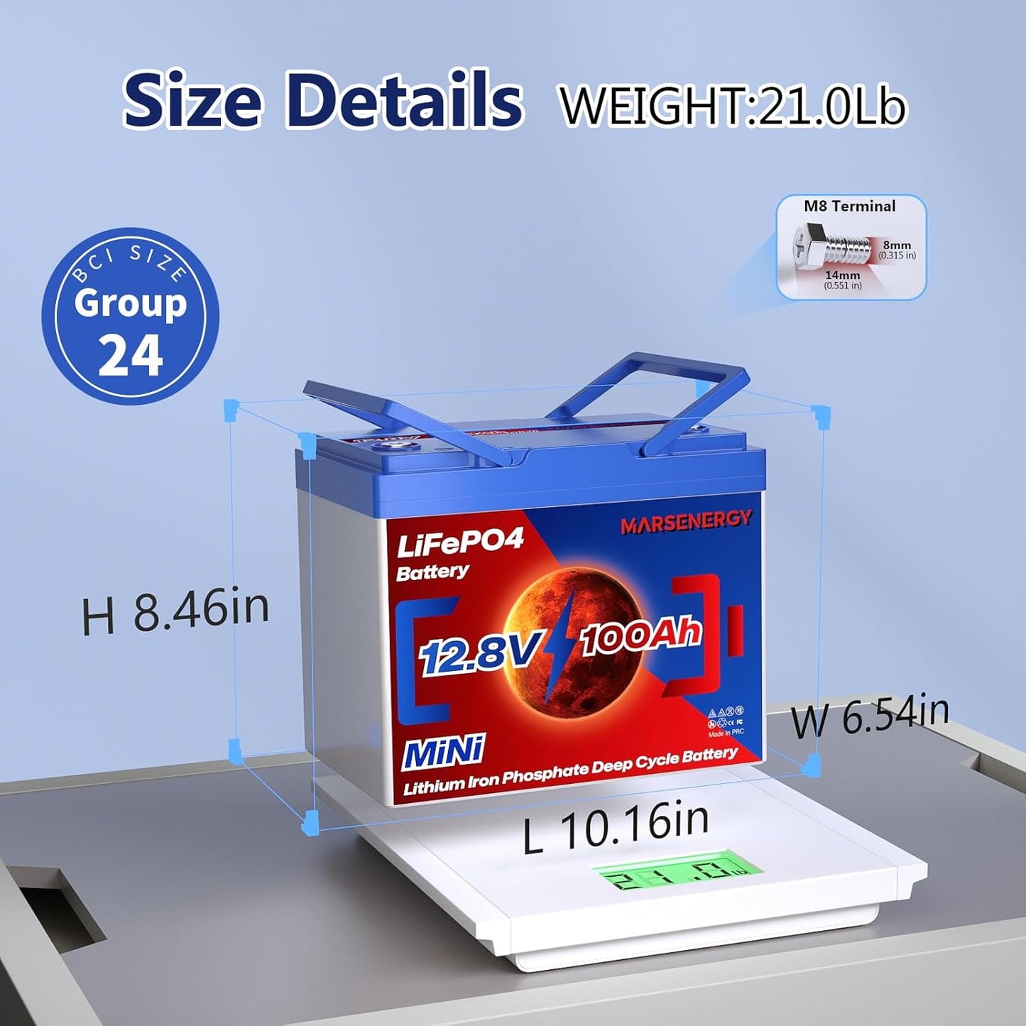 12V 100Ah Lifepo4 Battery, Bci Group 24, Built-In 100A Smart BMS, 4500 To 15000 Deep Cycle Grade A Cells Lithium Battery For Rv, Trolling Motor, Marine, Home Energy Storage, Solar Panel System (B-2PC)