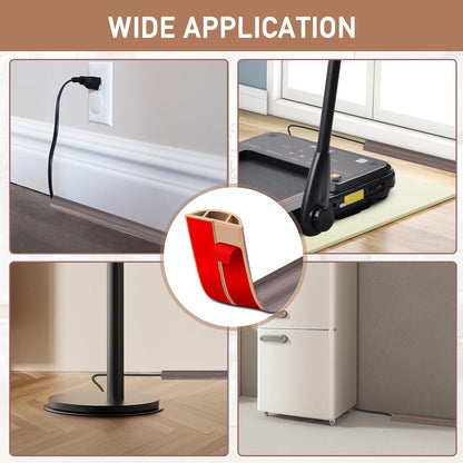 Floor Cord Cover Self Adhesive Cord Hider Floor Extension Cord Covers for Floor Power Cord Protector Cable Management Prevent Cable Trips Cable Cavity 0.51" W x 0.31" H (Brown Walnut Wood, 20Ft)