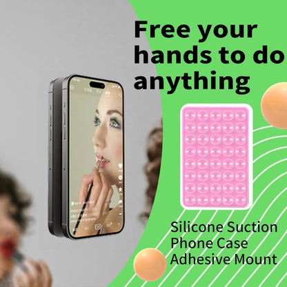 Octo Cup Buddy Sticky Grip Holder for Silicone Cellphone, Silicone Suction Cup Phone Case Mount Double Sided, Hands-Free Phone Accessories Strong Grip Holder for Selfie and Video (Pink)