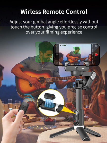 Gimbal Stabilizer for Smartphone, 4 in 1 Phone Gimbal w/360° Rotation for iPhone/Andriod Sefie Stick Tripod w/Auto Face Tracking and Wireless Remote for TIK Tok YouTube Vlogging-M1 Pro Black