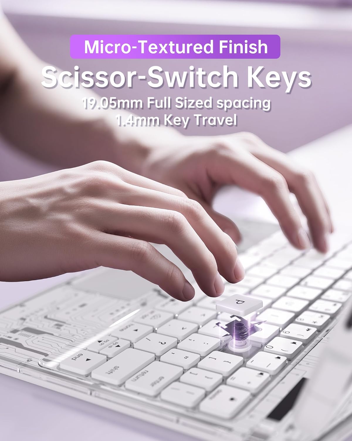 Intermerge Clear Keyboard Case for iPad Air 13" (M3/M2, 2025/2024) & Pro 12.9" (2022-2018) - 360° Rotatable Trackpad, RGB Backlit Keyboard, Pencil Holder, Power Indicator, Type-C, Frost Pulse