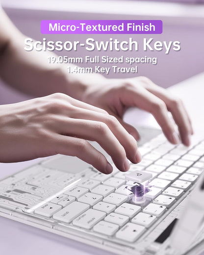 Intermerge Clear Keyboard Case for iPad Pro 13" (M4) 2024 Only, 360° Swivel Multi-Touch Trackpad, 7-Color RGB Backlit, Pencil Holder, Type-C, Power Indicator, Frost Pulse