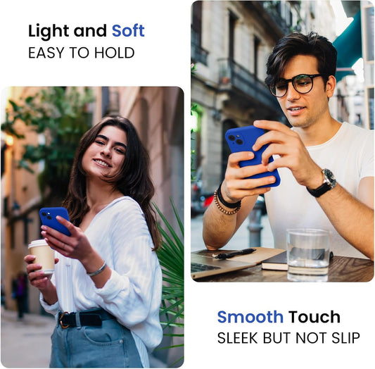 FireNova Designed for iPhone 14 Case, Silicone Upgraded [Camera Protection] Phone Case with [2 Screen Protectors], Soft Anti-Scratch Microfiber Lining Inside, 6.1 inch, Klein Blue