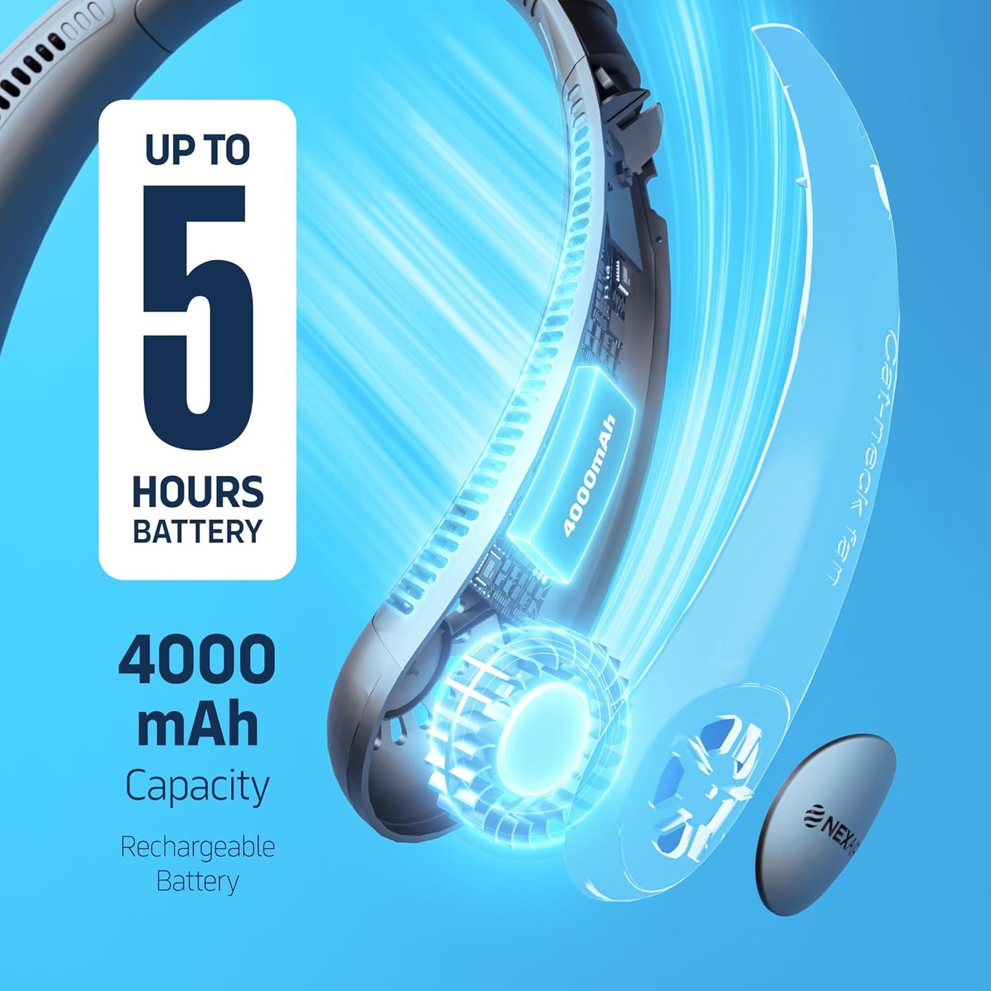 Portable Neck Fan -3 Speed Rechargeable Bladeless Neck Cooler, Pink Comfortable Lightweight, Personal Neck Fan For Women & Men Modern Design, Great Cooling Fan For Travel, Outdoors & Sports