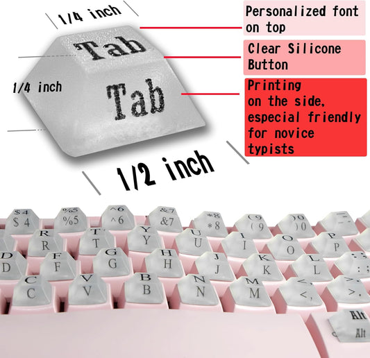 80 Pcs Keyboard Sticker for Long Nails Typing and Gaming, Symbolic and Alphanumeric Sticky Silicone Keys for Keyboards and Laptop (Translucent)