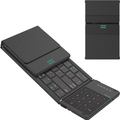 Nillkin Pocket Foldable Keyboard with Touchpad & Wireless Bluetooth, Portable Travel Keyboard for Home or Mobile Office Replaces Keypads and Mouse Combo, Compatible with iPad, Laptop, Tablet - Black