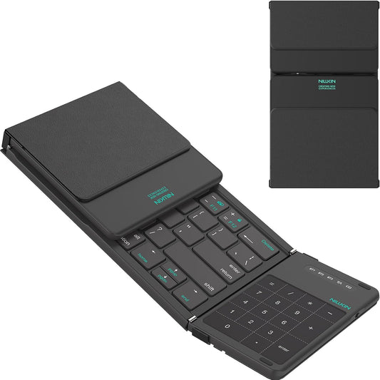 Nillkin Pocket Foldable Keyboard with Touchpad & Wireless Bluetooth, Portable Travel Keyboard for Home or Mobile Office Replaces Keypads and Mouse Combo, Compatible with iPad, Laptop, Tablet - Black