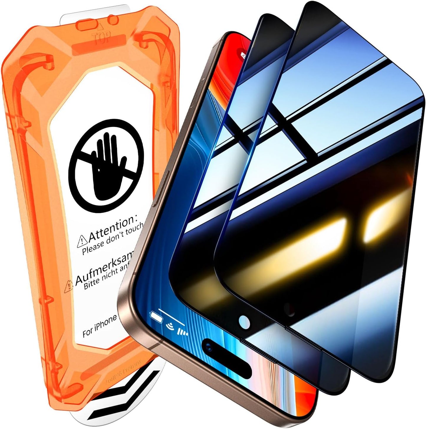 UniqueMe for iPhone 16 Pro Privacy Screen Protector - [Military Grade Shatterproof & 9H+ Hardness] Screen Protector 16 Pro Tempered Glass Full Coverage Protection, Easy to install, 2 Packs