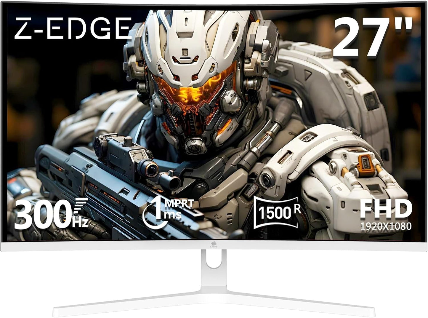 Z Z-EDGE 27 inch Curved Gaming Monitor, FHD 1080P 300Hz 240Hz Computer Monitor, Ultra-Fast MPRT 1ms Curved Monitor, 1500R, 16.7M Colors, UG27H Frameless Bezel, 2X DP 1.4 Ports and 2X HDMI 2.0 Ports