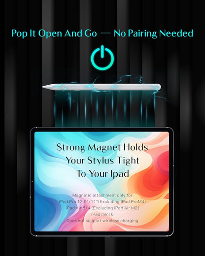 Stylus Pen for Apple iPad 2018-2025, Compatible with Pencil, 3X Battery Life, USB-C Fast Charging, Tilt & Palm Rejection, for iPad 6-11th, Pro 11/12.9/M4, Air 3/4/5/M2/M3, Mini 5/6/7 – White