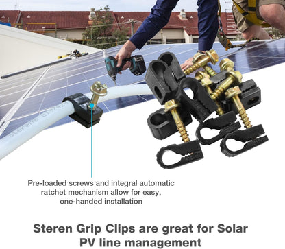 STEREN Coaxial Cable Clips - Cable Holder - Siding Clips for Hanging - Cord Holder for Desk - Cable Clamps - Cord Clip - Wire Organizer Clips - Tv Mount Screws (Black, 200 Count - Single Screw)