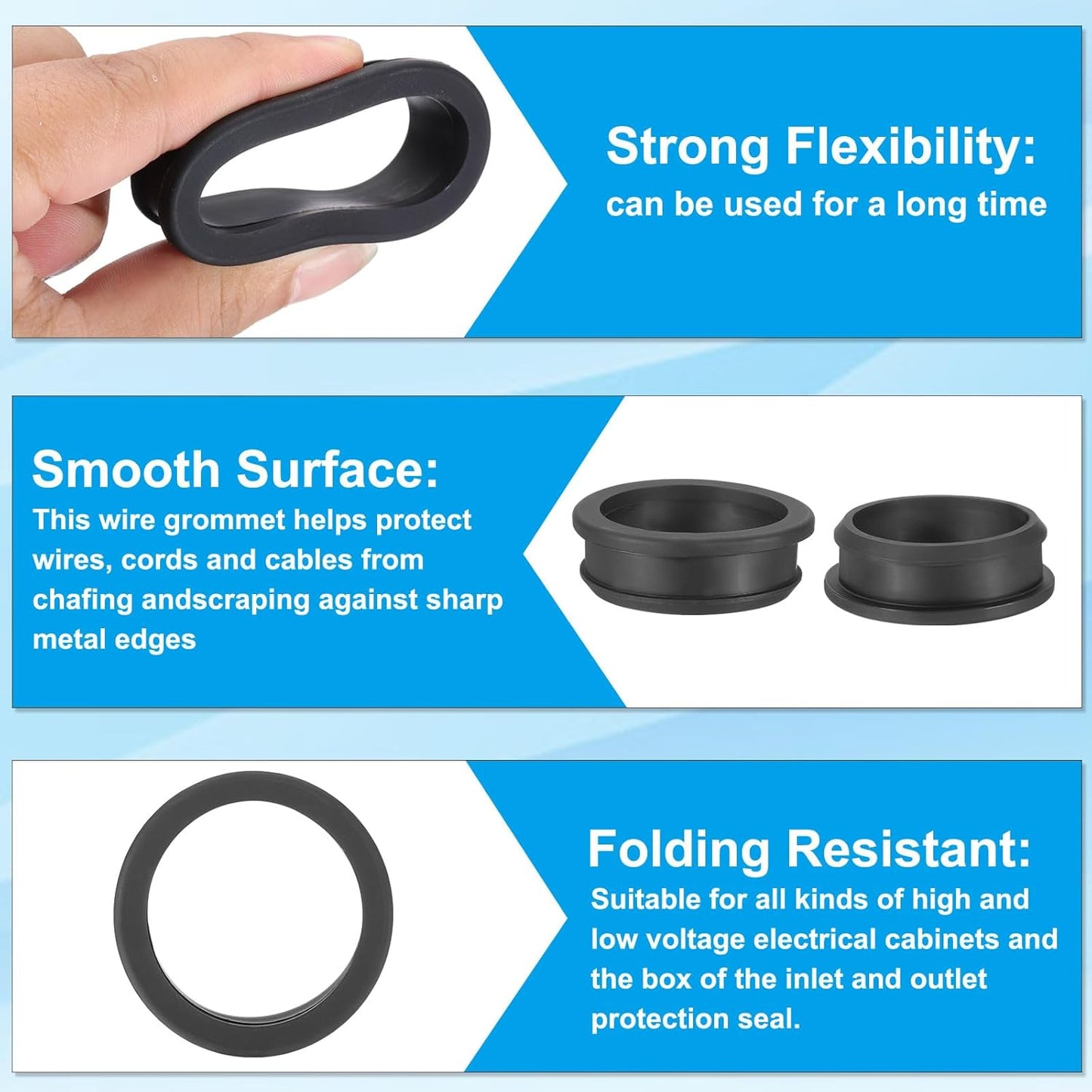 PATIKIL 46.6mm / 1-13/16 Inch Drill Hole,1-9/16 Inch ID Rubber Grommets, 3Pcs Top Hat Grommet for Wiring Eyelet Ring Gasket Automotive Firewall Cable Hole Plugs Wires Protection, Black