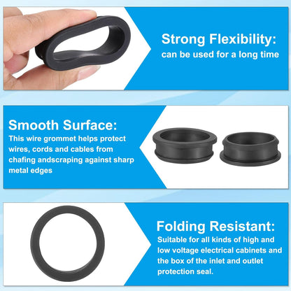 PATIKIL 48.6mm / 1-15/16 Inch Drill Hole,1-11/16 Inch ID Rubber Grommets, 3Pcs Top Hat Grommet for Wiring Eyelet Ring Gasket Automotive Firewall Cable Hole Plugs Wires Protection, Black