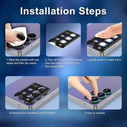 for Samsung Galaxy S25 Ultra Camera Lens Protector, Individual Metal Ring Tempered Glass Lens Cover, [Strong Adsorption] Scratch Resistant Ultra-Thin HD Clear Lens Cover, 1 Set-Blue