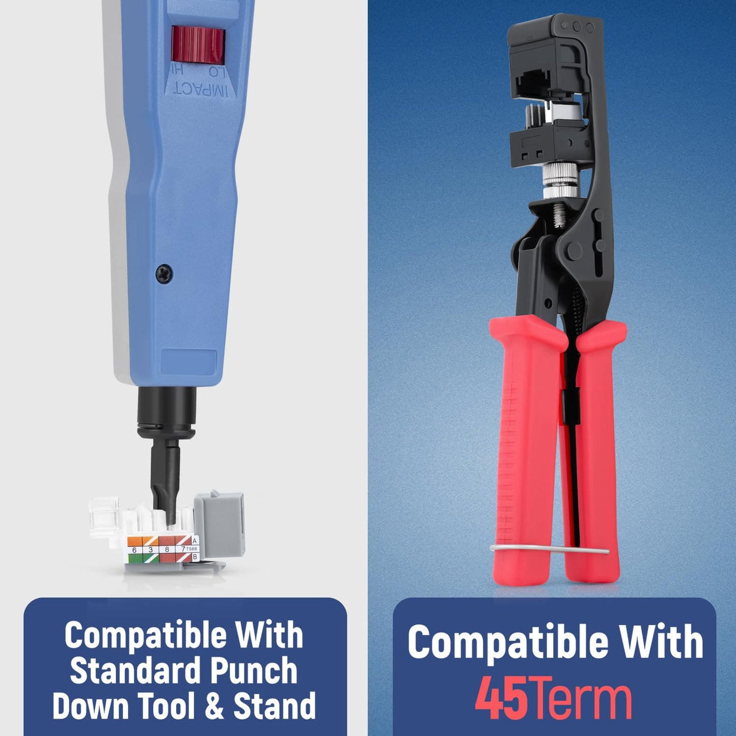 Everest 45° Angled RJ45 Cat6 Keystone Jacks 50-Pack in Gray - Slim Profile Female RJ45 Connectors - Cat 6 Keystone Jack - Compatible with 45° Angled Speed Termination Tool - 45Term (B0BL3GS7ZY)