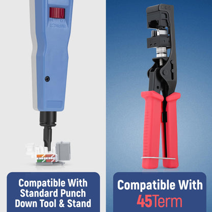 Everest 45° Angled RJ45 Cat6 Keystone Jacks 50-Pack in Gray - Slim Profile Female RJ45 Connectors - Cat 6 Keystone Jack - Compatible with 45° Angled Speed Termination Tool - 45Term (B0BL3GS7ZY)