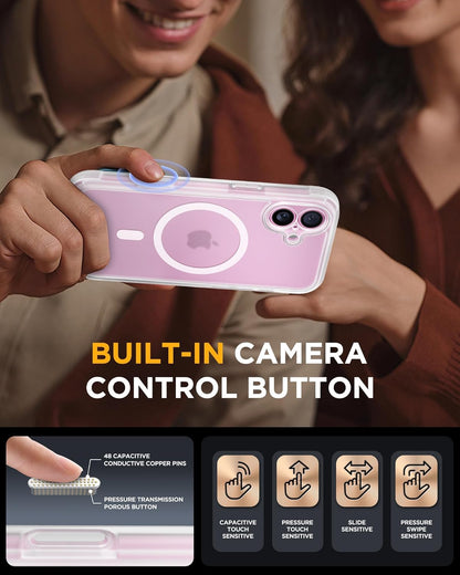 Miracase Magnetic for iPhone 16 Plus Case Full-Body Phone with Built-in Glass Screen Protector, [Compatible with MagSafe] Military Drop Proof 16 Plus Cover Bumper 6.7 inch, Matte Clear