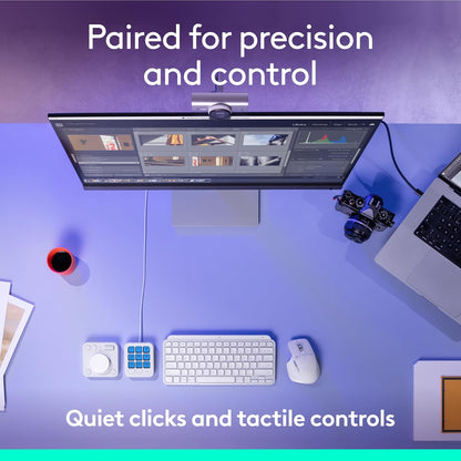 Logitech MX Master 3S Wireless Mouse Standard Edition with Logi Bolt USB Receiver + MX Creative Console: Mouse, Programmable Keys and Dial for Graphic Design, Video Editing, Adobe and More - Pale Grey