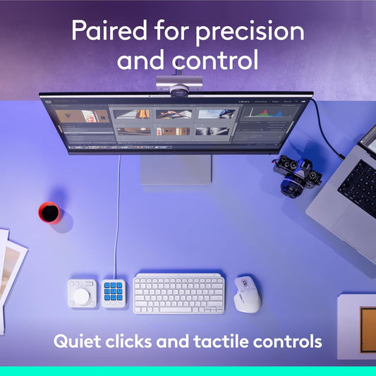 Logitech MX Master 3S Wireless Mouse Standard Edition with Logi Bolt USB Receiver + MX Creative Console: Mouse, Programmable Keys and Dial for Graphic Design, Video Editing, Adobe and More - Pale Grey