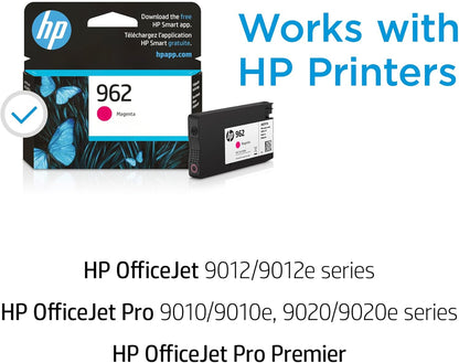 HP 962 Magenta Ink Cartridge | Works with HP OfficeJet 9010 Series, HP OfficeJet Pro 9010, 9020 Series | Eligible for Instant Ink | 3HZ97AN