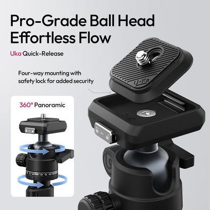 ULANZI TT59 Horizontal Overhead Photography Tripod, 68.9" Foldable Professional Camera Tripod Stand with Uka Quick Release Panoramic Ball Head for Mirrorless Camera/DSLR/Phone/Camcorder and All