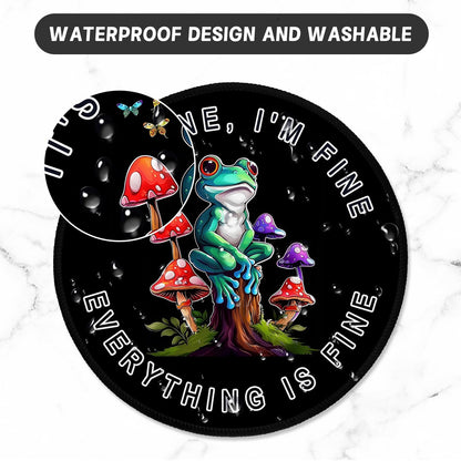 ITNRSIIET Round Mouse Pad with Stitched Edge Premium-Textured Waterproof Non-Slip Rubber Base Desktop Protection Mat Diameter 8.7 inches, Cute Frog