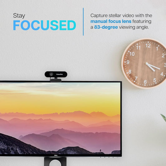 VisionTek VTWC30 Premium Full HD (1080P 30FPS) Webcam, for Windows, Mac, Linux, & Chromebook with Digital Dual Microphones, Manual Focus Lens, Privacy Cover, 83-Degree Viewing Angle